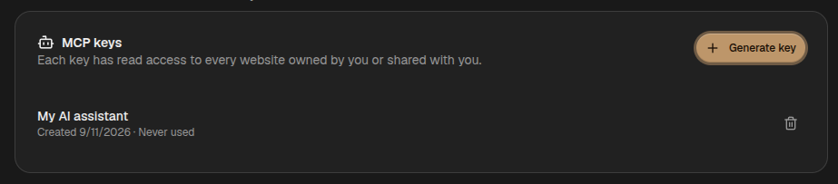 MCP keys settings